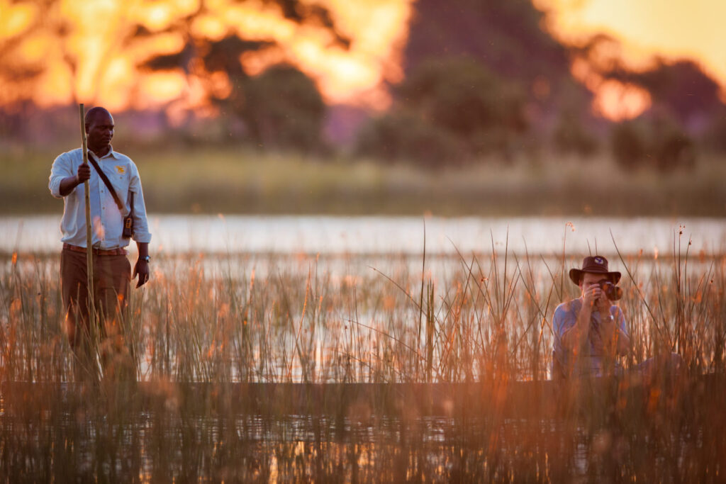 Mokoro excursion courtesy of Eagle Island Lodge is a more peaceful way to do game viewing in the Delta