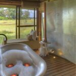A deep luxurious bath is the perfect way to relax after a day in the wilderness at Xaranna camp