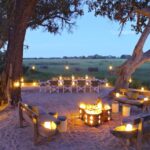 Xaranna camp fire at dusk