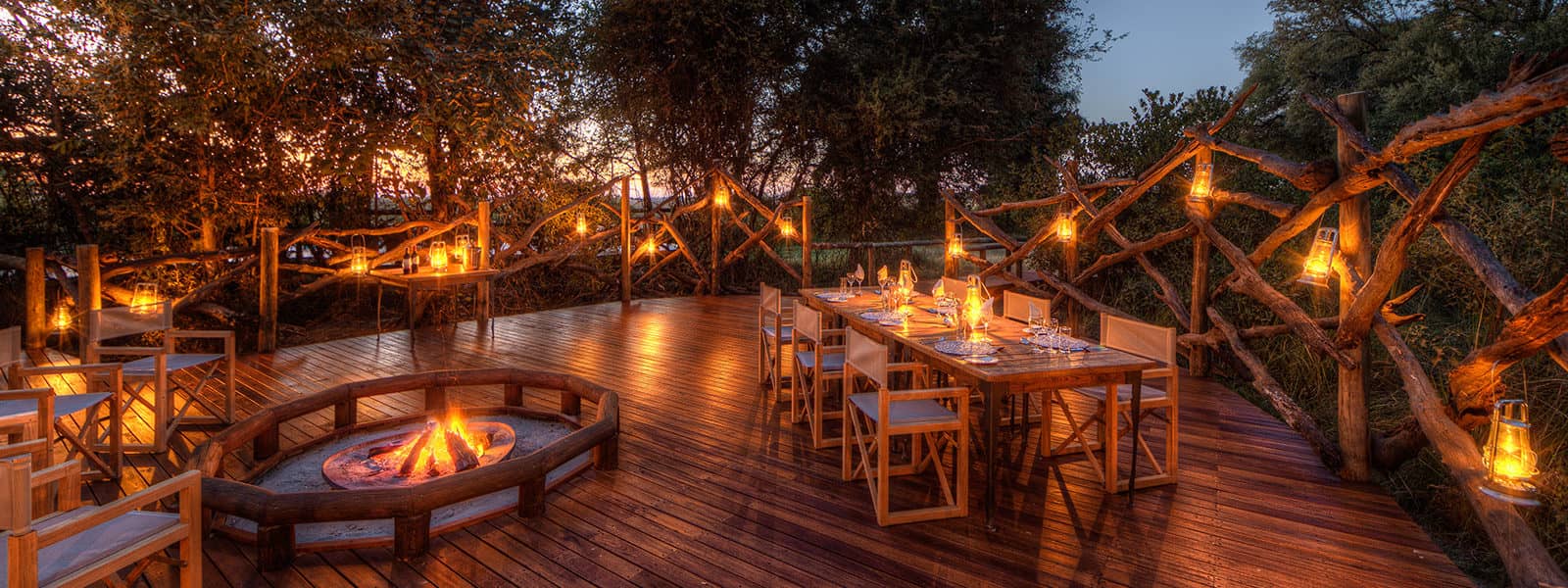 Candle lit dinners at Camp Moremi
