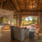 The natural decor at Camp Moremi flows seamlessly in with the surrounding environment