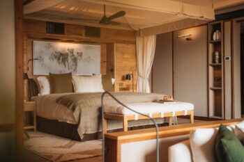the stylish interior at Chitabe Camp which is one of the best safaro camps in botswana for prime game viewing