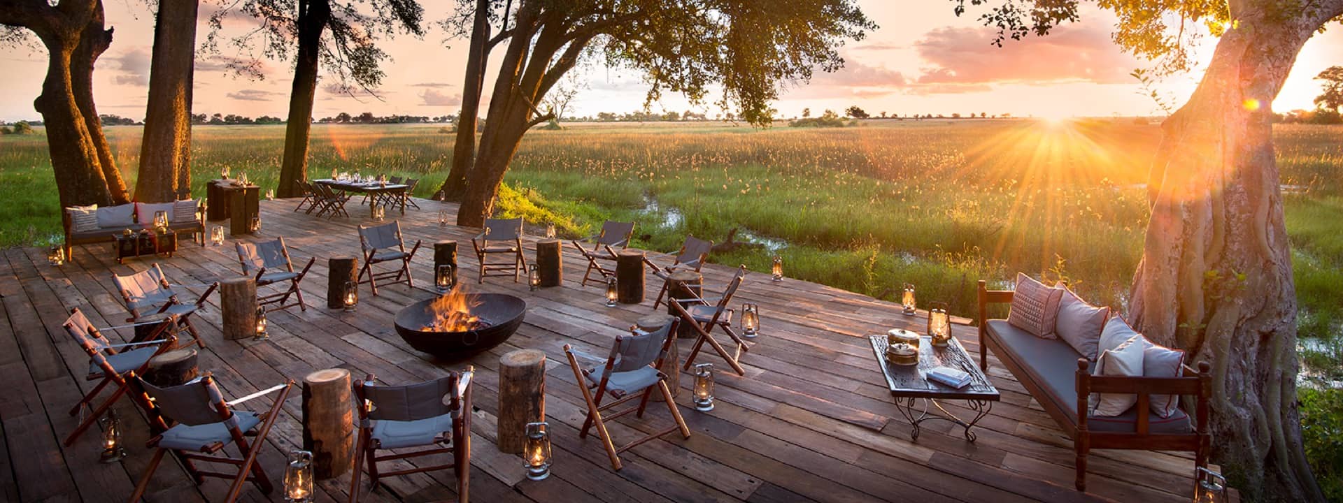 The beautiful main deck with fire focal point at Duba