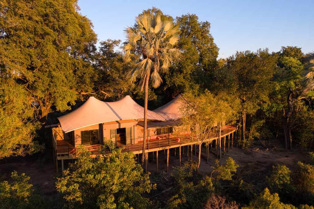 The tented suites at Kwetsani blend seamlessly into the Okavango Delta landscape