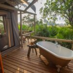Star baths on deck are a special feature for guests visiting Jacana Camp