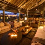 Jao Camp's spacious lounge area in the early evening