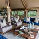 The open tented lounge area at Sango Safari Camp