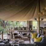 Classic Safari inspired decor in the lounge area at Stanley's Camp