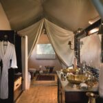 Luxury en suite bathrobe and robe in Duba's guest tents