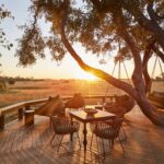 The shaded main deck are at Tuludi luxury camp