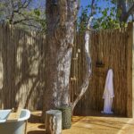 The generous outdoor shower area at Tuludi Camp