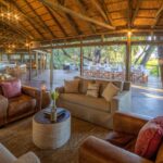 The airy seating area at Setari has splendid views over the surrounding wilderness