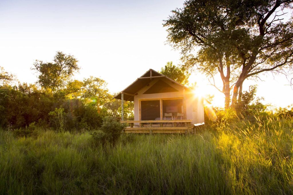 View of shaded guest tent at Little Sable