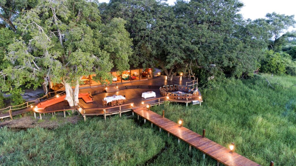 Beautifully lit Mapula lodge as seen from above