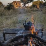 Early morning coffee brewing over fire at Skybeds