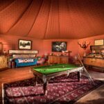 Pool table in the mess tent at Jack's Camp