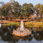 The showstopping floating deck at Sitatunga Private Island sits on on the permanent waters of the Okavango