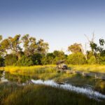 Crossing the many waterways on the Khwai Private Reserve