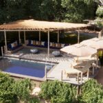 The Swimming pool area is well designed to offer a mix of sun and shade- all with lovely views of the Okavango