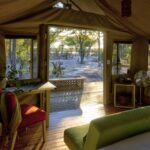 Interior space of guest tent at Elephant Pan Camp