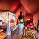 Luscious interiors in the bedroom of the guest tents at Jack's Camp