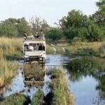 Water crossing in the Okavango in a Bush Ways Safari vehicle