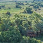 Aerial view of Camp Okavango located on Nxaragha Island
