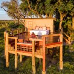 The beautifully designed sleep-out deck at Camp Okavango