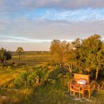 Aerial view of the Sleep out deck at Camp Okavango