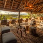 Main thatched lounge area at Camp Xakanaxa