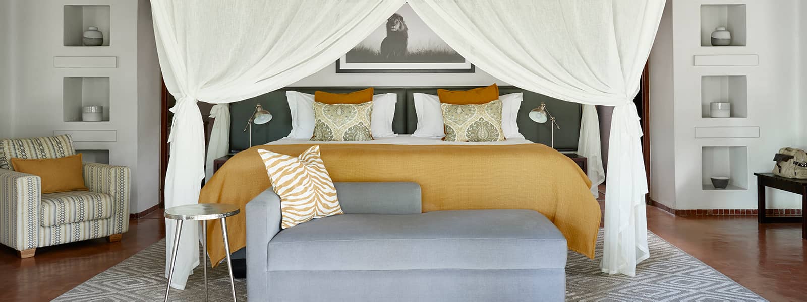 The large luxury suites at Chobe Chilwero feature air conditioning