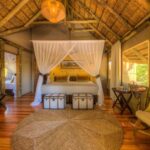 Full view of guest tent interior at Dinaka Camp