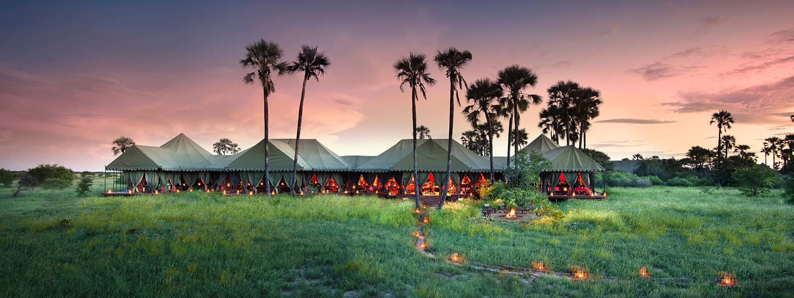 Jacks Camps in the Kalahari at sunset