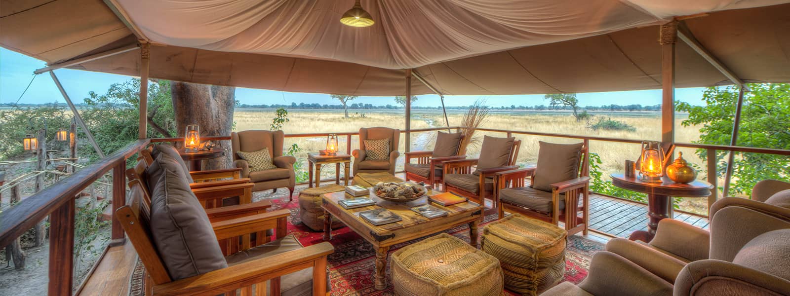 The interior view of the main area deck at Kadizora Camp