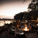 The fire pit at Kings Camp overlooks the oxbow lagoon