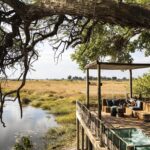 The swimming pool at Kings Camp has direct views over the lagoon