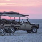 Sunsets on the pans are stunning and the perfect way to start your sleep out with Leroo la Tau