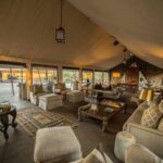 Little Machaba's main lounge area overlooks the floodplains