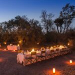 Evening dinner set up at Machaba Camp