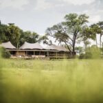Distant view of the exquisite Mombo Camp from the floodplains