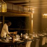 Dinner preparations at Mombo Camp in the dining room