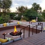 The sunken fire pit at Old Drift Lodge perfect for dinner drinks