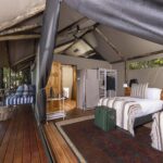 The Family tent at Shinde Footsteps features 2 bedrooms and a shared bathroom and viewing deck.