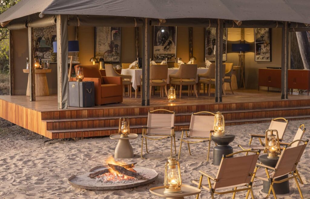 The main area and fire pit at Shinde Footsteps camp