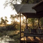 Sunset by the guest tents at Shinde Footsteps