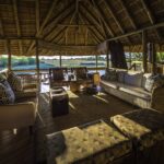 Savuti's thatched lounge area has lovely views over the channel bed