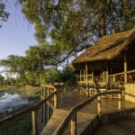 View of the channel from the main deck at Savuti Camp