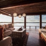 Panoramic Zambezi River views from The lookout lounge area at Tongabezi