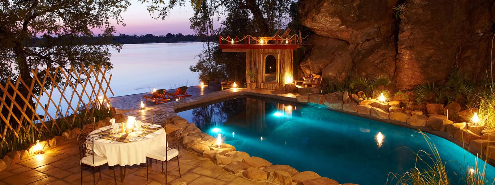 Tongabezi main deck with swimming pool