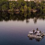 Aerial view of barge dinner setup offered to Xugana guests